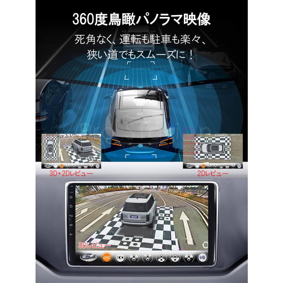 3Dアラウンドビュー Android11モニター SD128GBセット ドライブレコーダー 360度鳥瞰パノラマ映像 全方向3Dバードビュー 空中映像 映像調整シート付 3ヶ月保証の画像