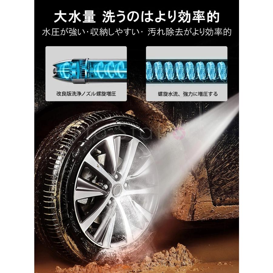 高圧洗浄機 ノズル セット 電源不要 約5m→15m 伸縮ホース 3倍伸びる