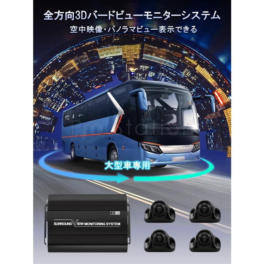 3Dアラウンドビュー ドライブレコーダー 中型大型車対応 1080P AHD対応 Sonyレンズ 全方向3Dバードビュー 3ヶ月保証の画像