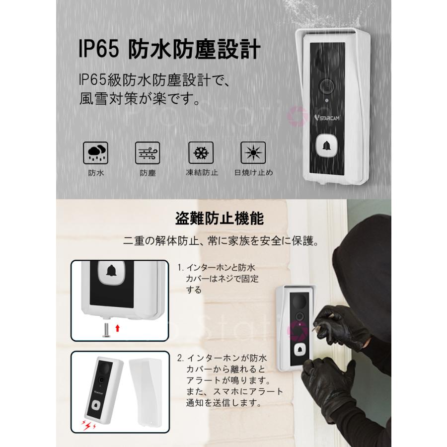 スマートドアカメラ Doorbell (Battery Type) ビデオドアベル ワイヤレスインターホン DB6 スマートインターホン 充電式 工事不要 配線不要 PSE 技適 6ヶ月保証｜km-serv1ce｜07