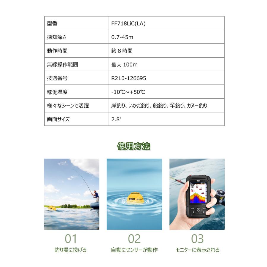 LUCKYLAKER 魚群探知機 防水 ワイヤレス 魚探 投げ釣り ワカサギ LUCKYLAKER 魚群探知機 防水 ワイヤレス 魚探 投げ釣り ワカサギ