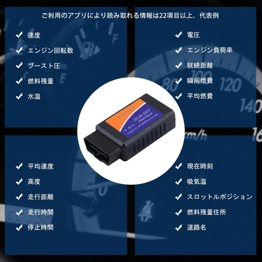 ELM327 WiFi OBD2汎用スキャンツール V1.5 iPhone iPad Android PC対応