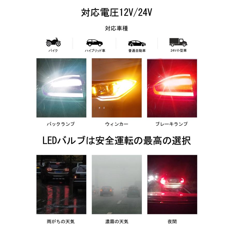 NISSAN用の非純正品 アベニール H2.5〜H10.7 W10 Roof バック[BA15S] LED BA15S 白 2個入り 12V 24V 3ヶ月保証｜km-serv1ce｜06