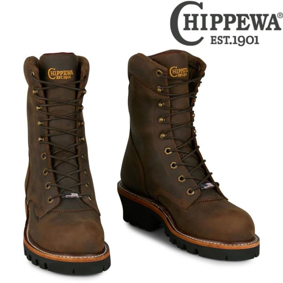 CHIPEWA チペワ SL5407 Super ロガーブーツ 9 防水 スチールトゥ ブラウン | CHIPPEWA