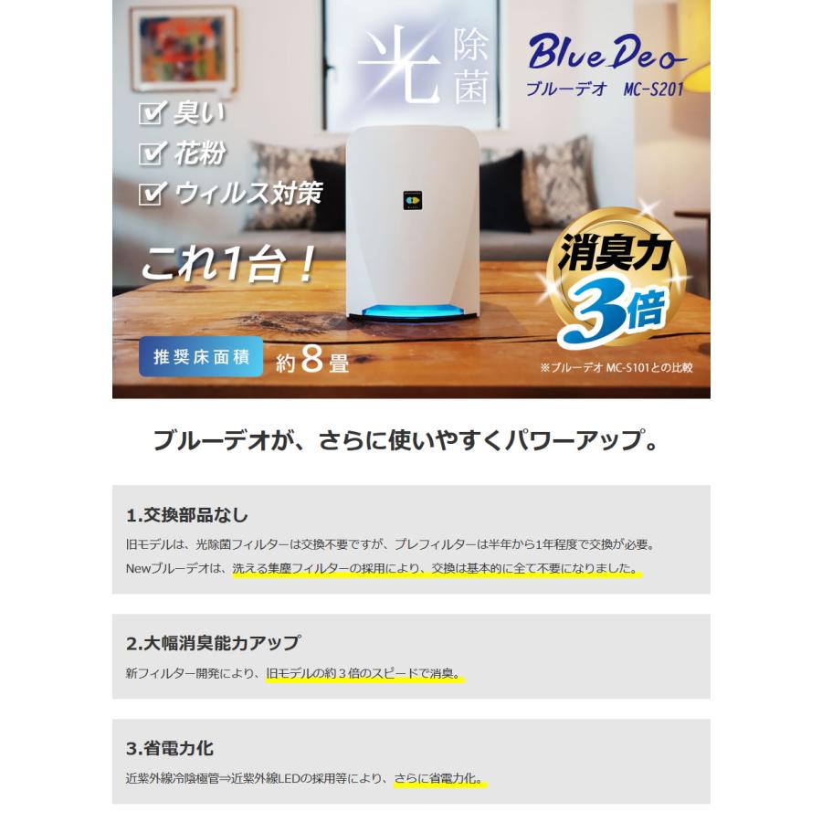 ブルーデオ Bluedeo MC-S201 フジコー 日本製・正規品 光触媒 空気清浄