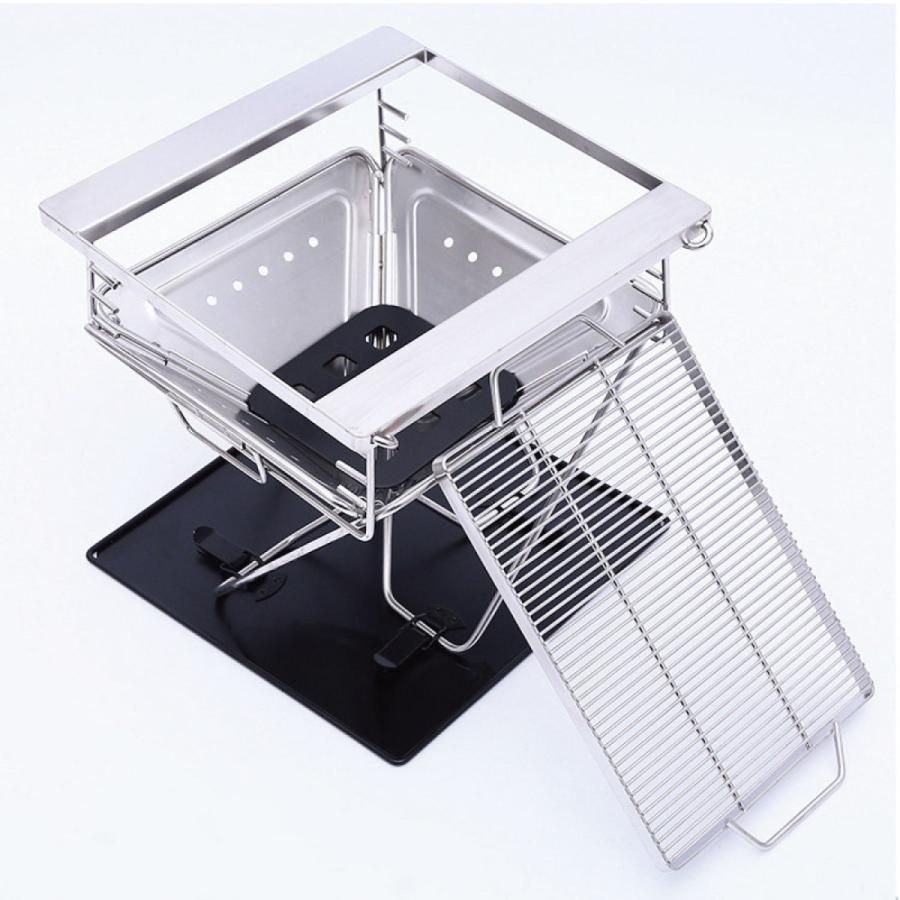 焚き火台 Lサイズ ファミリー用 網付き 折りたたみ式 収納袋付き