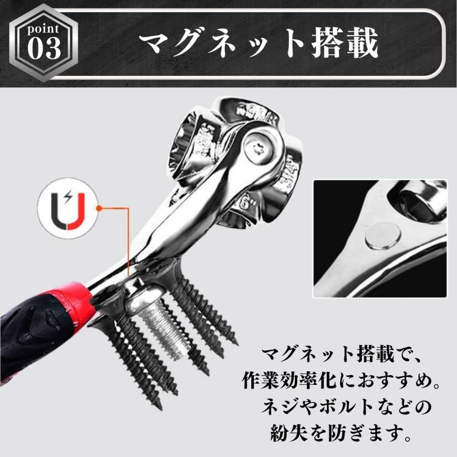 万能レンチ ソケット ラチェット 六角 多機能 マルチ 360度回転 スパナ