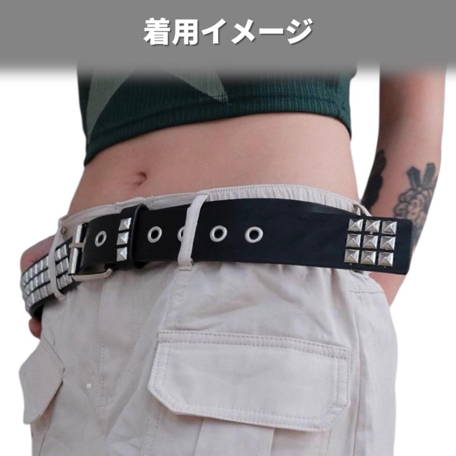 スタッズベルト PUレザー フリーサイズ 男女兼用 黒 ブラック ロック