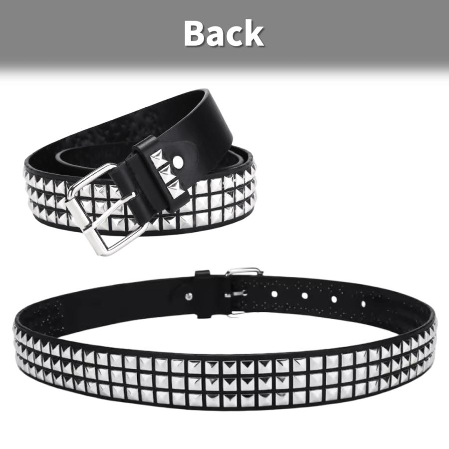 スタッズベルト PUレザー フリーサイズ 男女兼用 黒 ブラック ロック