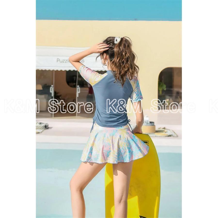 水着 体型カバー オトナ女子 セパレート ピンク ブルー 中学生 高校生 夏 水泳服 海水浴 オトナ女子 おしゃれ 露出控えめ お尻 カバーアップ やせて見える 休暇 |  | 04