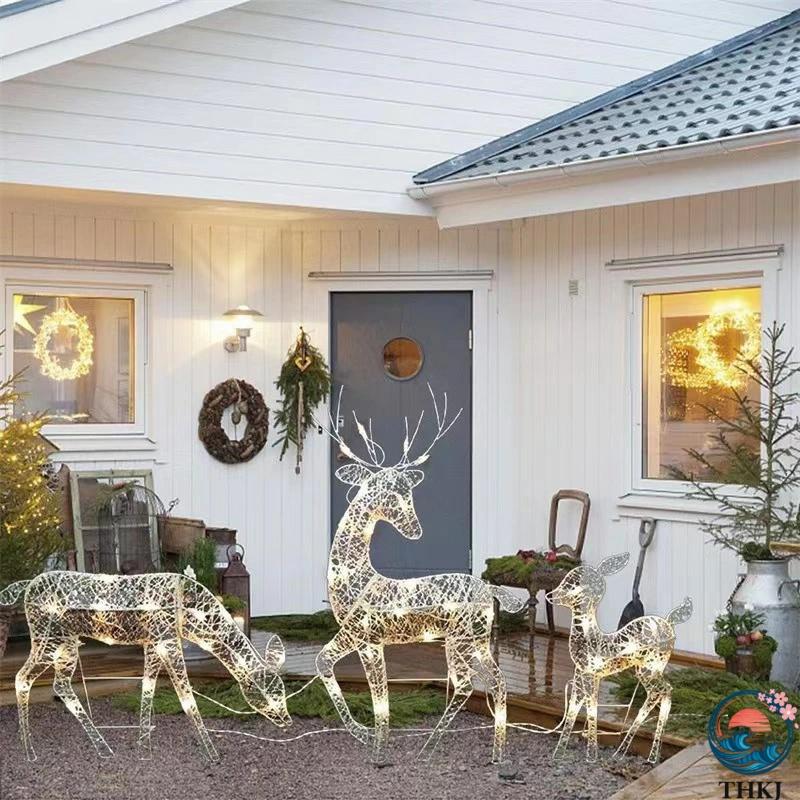 光る鹿 クリスマスデコレーション LED トナカイランプ 屋外・屋内兼用