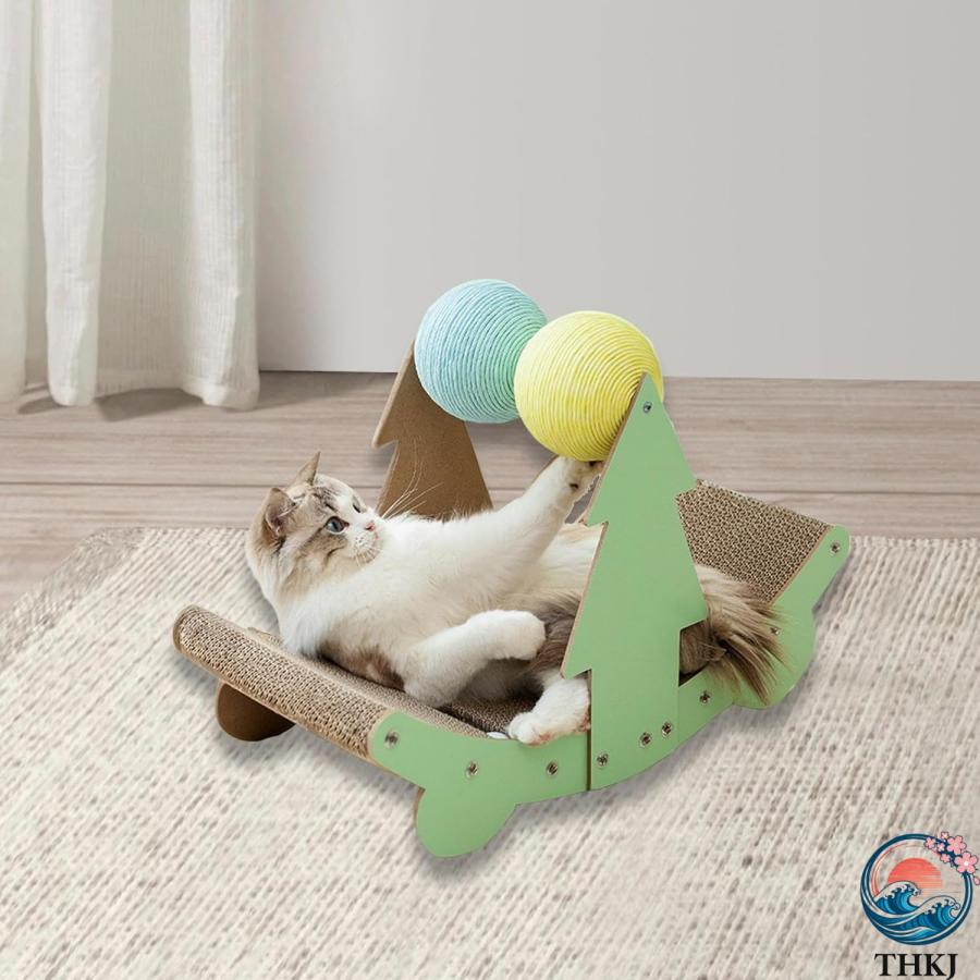 猫用爪とぎポスト 段ボール製猫用爪とぎポスト サイザルボール付き THKJ 猫用スリーピングベッド ソファ 子猫用猫用ベッド お手入れ簡単 お世話が快適の画像