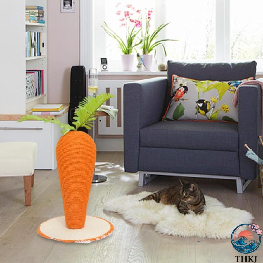 室内猫用ニンジン爪とぎポスト 屋内猫用のかわいい猫ポスト サイザル麻ロープ THKJ 耐摩耗性スクラッチポスト エネルギーを消費する子猫用猫のおもちゃの画像
