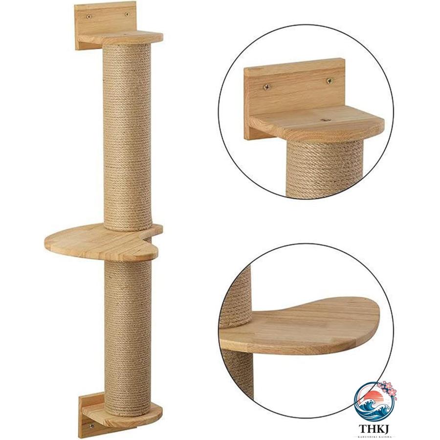 壁に取り付けられた猫の爪とぎポスト 猫のアクティビティツリー キャットウォールスクラッチャーポスト壁掛け猫爪とぎ爪とぎポスト THKJ 猫用ウォールシェルの画像