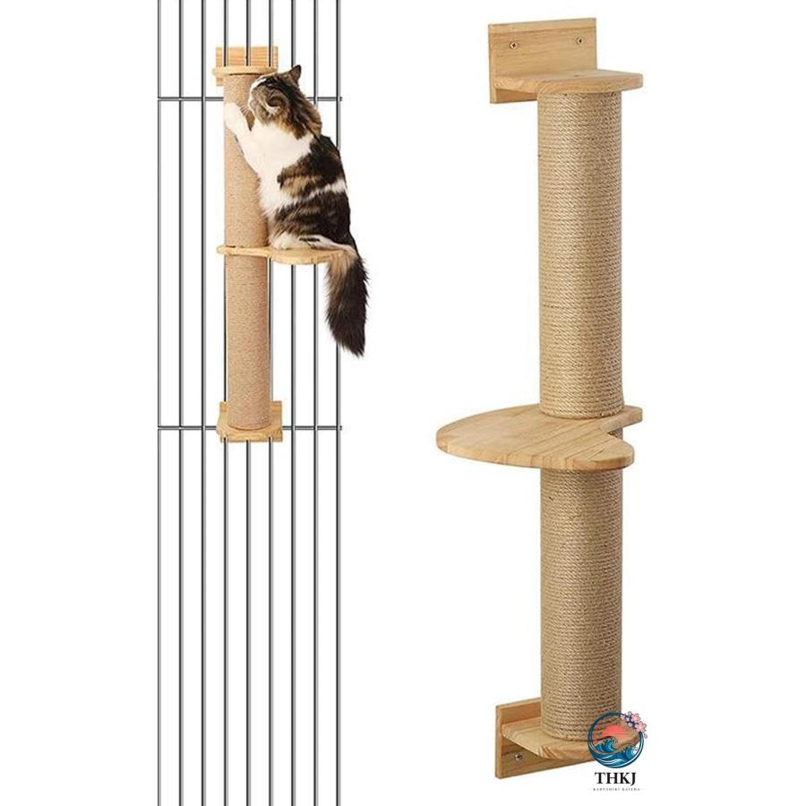 壁に取り付けられた猫の爪とぎポスト 猫のアクティビティツリー キャットウォールスクラッチャーポスト壁掛け猫爪とぎ爪とぎポスト THKJ 猫用ウォールシェルの画像