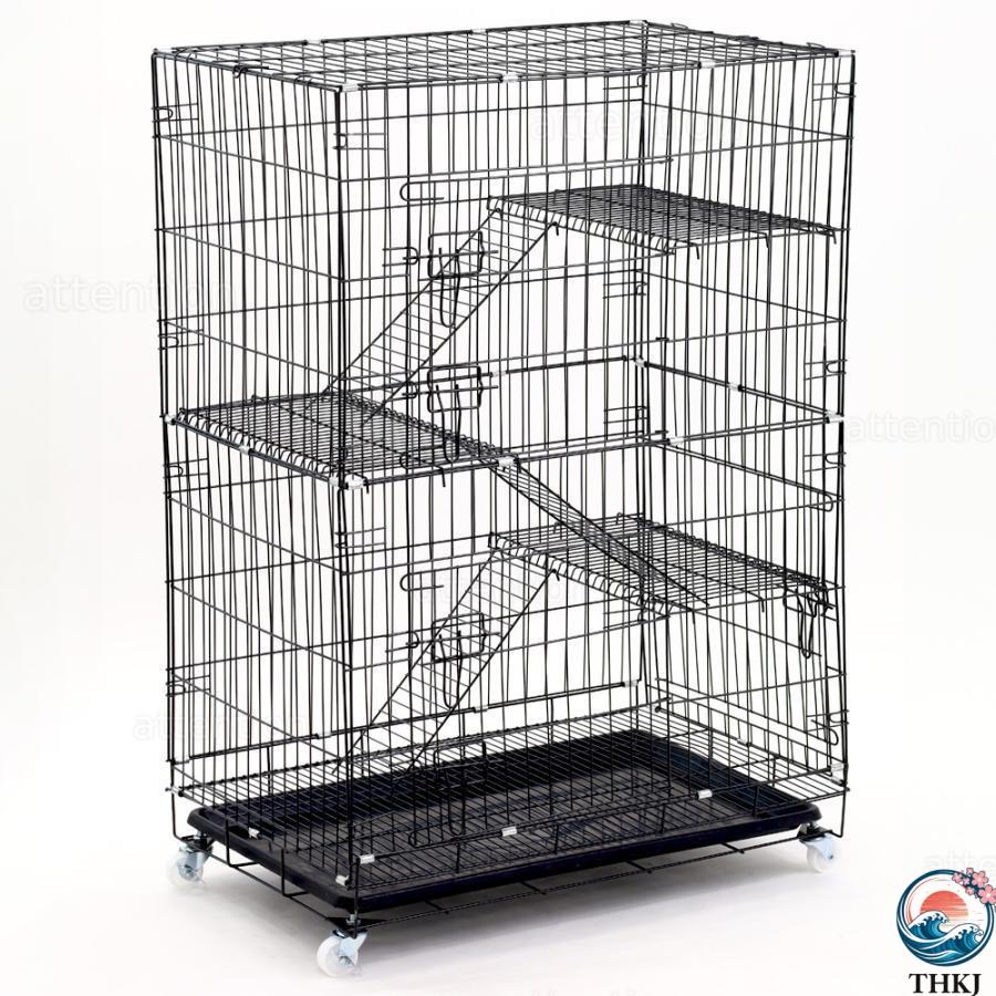新品キャットケージ猫ケージ大型DIY 3段4段ペットケージ脱走防止組み立て⁠ キャットケージ 3段 猫ケージ 折りたたみ式 110×75×47cm 猫ハウス