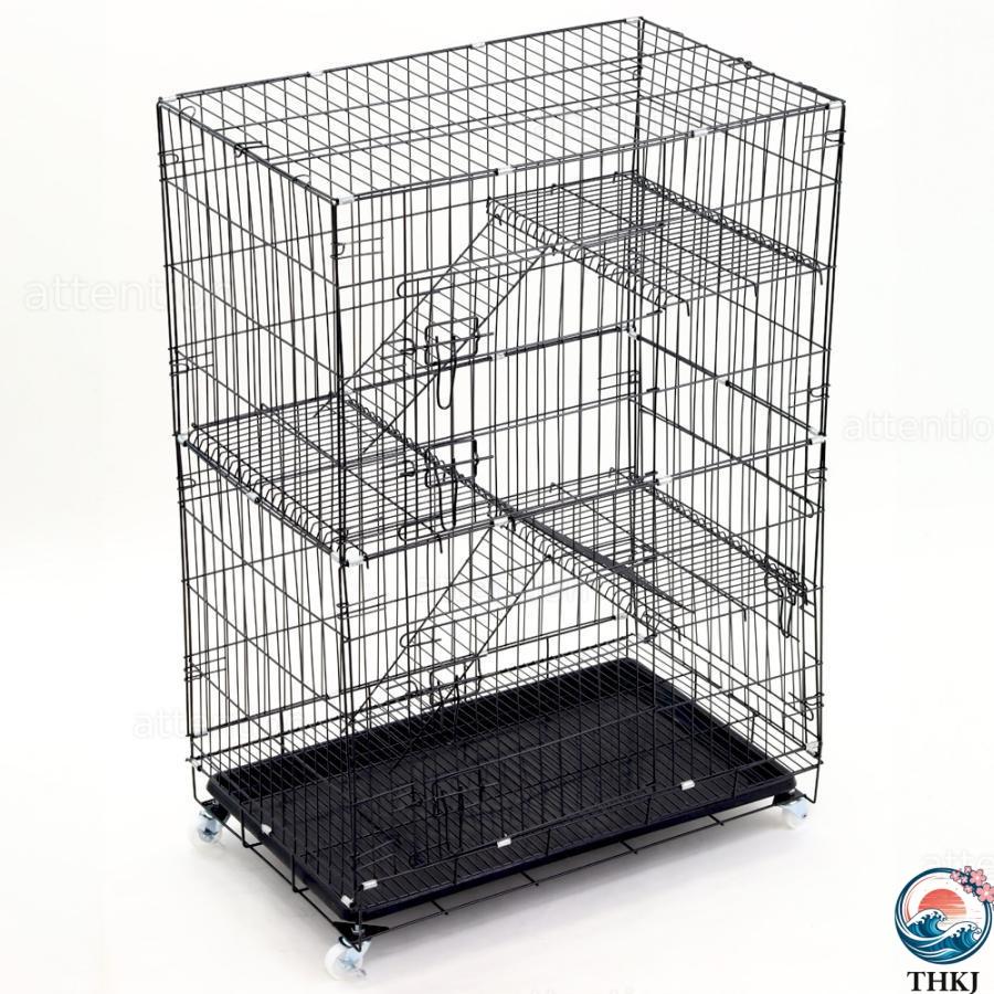 キャットケージ 3段 猫ケージ 折りたたみ式 110×75×47cm 猫ハウス