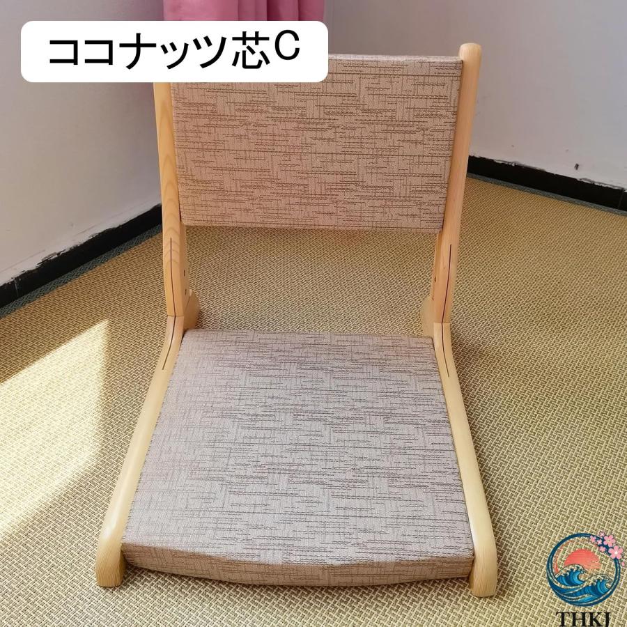 和座椅子 木製 フロアチェア 和室 背もたれ付きチェア お座敷 折り畳み 浮世絵柄 THKJ 和風 コンパクト 和室椅子 畳椅子 無臭 無脚の椅子 和カフェ 書斎 寮の画像