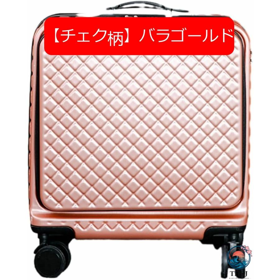 キャリーケース フロントオープン 機内持込 スーツケース 前ポケット 小型 THKJ 軽量 耐衝撃 360度回転 ダブルキャスター 静音 TSAロックタイプ 盗難防止の画像