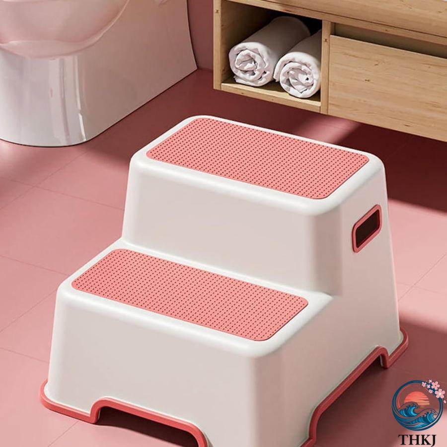 踏み台 プラスチック製 子供 ステップ台 スイカレッド 可愛い 2段 キッズ トイレ踏み台 THKJ ステップスツール 子供用スツール ベビー用 足置き台 洗面所_1