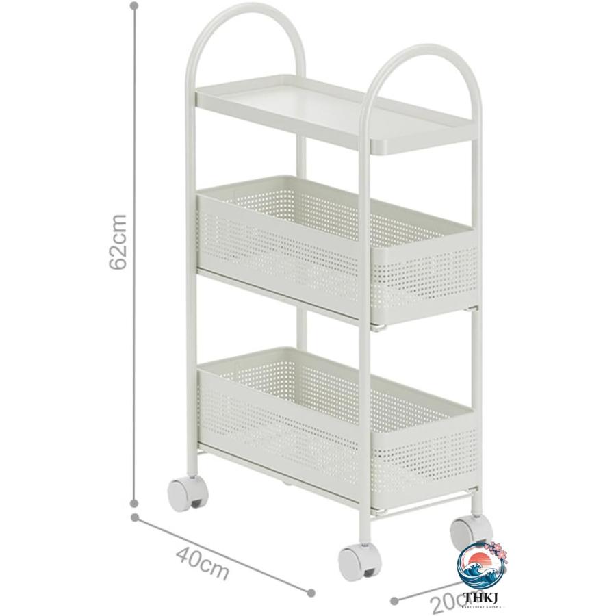 キッチンワゴン 隙間収納 キャスター付き 40*17*65 ワゴン キッチン 洗面所 収納 THKJ スリム カラー1 収納カート 冷蔵庫横 台所 浴室 トイレ おしゃれ 頑丈の画像
