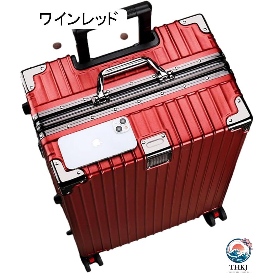 キャリーケース TSAロック搭載 機内持込 静音 ダブルキャスター 360度回転 大容量 THKJ スーツケース フレームタイプ 耐衝撃 軽量 アルミニウム製フレームの画像