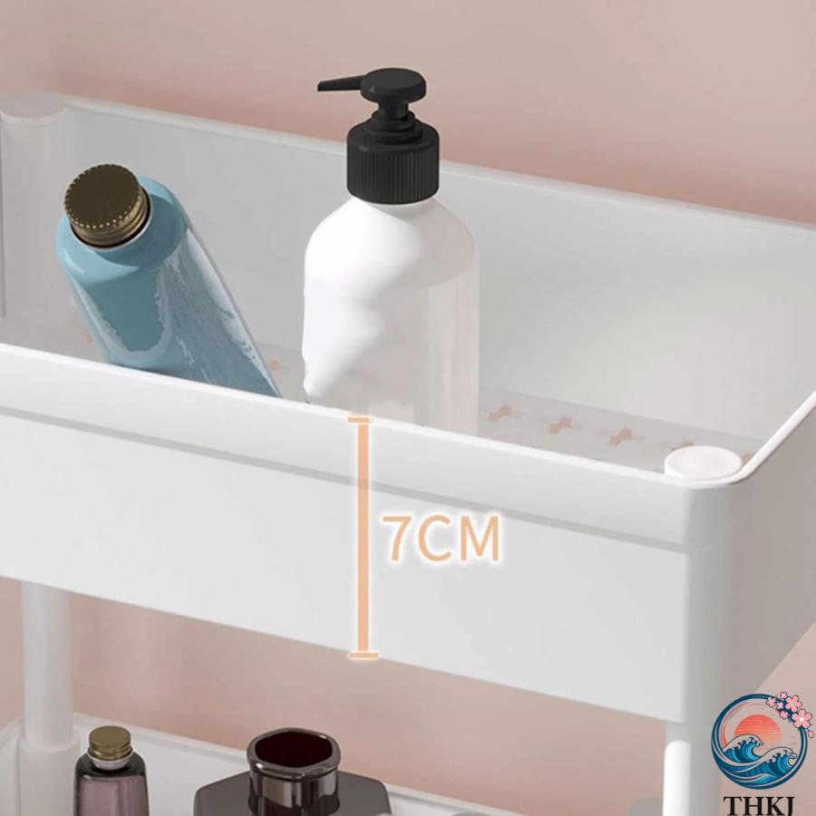 キッチンラック 隙間収納 カラー4 ワゴン キャスター付き 調味料ラック スリムワゴン THKJ キッチン 収納 洗面所 ペットボトルラック 収納ワゴン 黒い小物の画像
