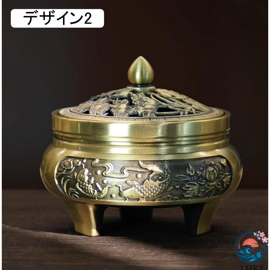 三本足香炉 仏壇用香炉 お香立て 香炉 蓋付き 聞香炉 線香立て 風水グッズ 銅製 THKJ 香皿 香具 香道 心を落ち着かせてくれる 癒しグッズ 装飾品 置物 浄化の画像