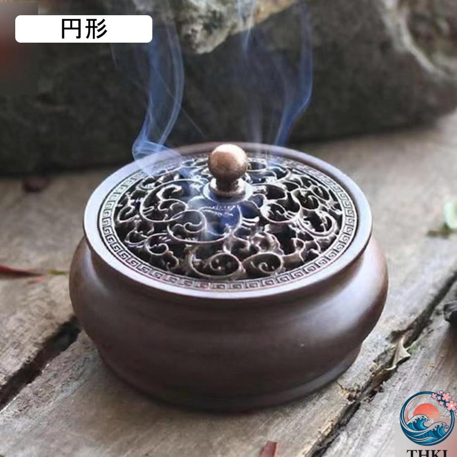 お香立て 香炉 線香立て 木製 茶道具 香炉皿 置物 風水グッズ 癒しグッズ 仏壇用香炉 THKJ お香皿 飾り物 ストレス解消 インテリア 室内供奉 仏具 香道用具用の画像