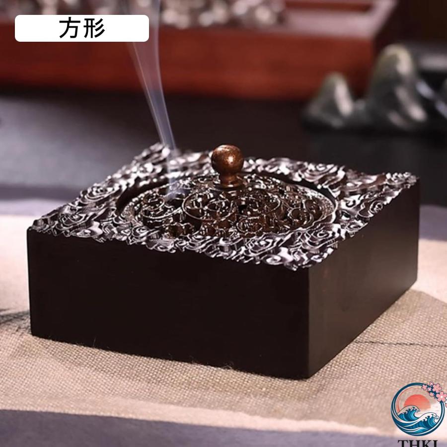 お香立て 香炉 線香立て 木製 茶道具 香炉皿 置物 風水グッズ 癒しグッズ 仏壇用香炉 THKJ お香皿 飾り物 ストレス解消 インテリア 室内供奉 仏具 香道用具用の画像