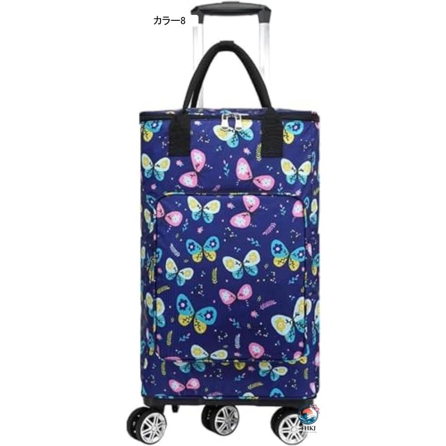 ショッピングカート 折りたたみ 大容量 5輪 買い物カート 横押し 保冷 保温 取り外し可能 THKJ 多機能 ポケット付き 保冷バッグ キャリーバッグ クーラーバッの画像