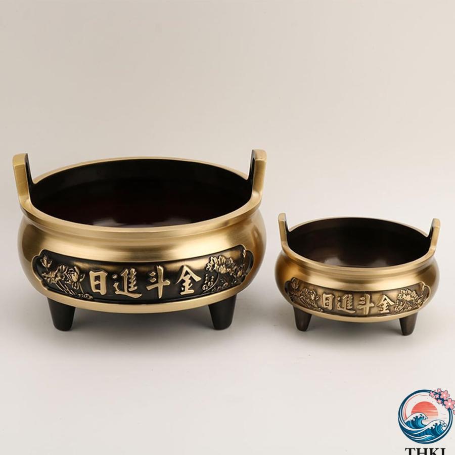 香炉 置物 香皿 お香立て アロマセラピー 仏壇用香炉 心を落ち着かせてくれる THKJ 香道具 仏具 リラックス オシャレ 銅製 インテリア雑貨 三脚の香炉 家庭用の画像