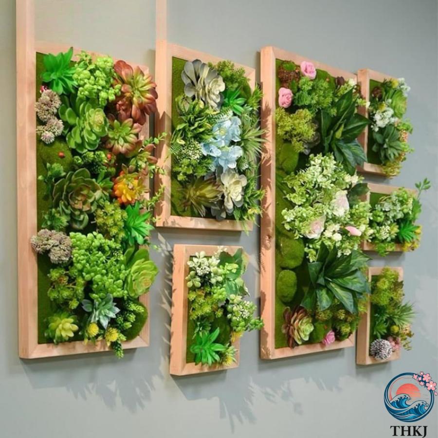 人工観葉植物 多肉植物 装飾フレーム 北欧風 壁掛け 立体壁掛け緑化 フェイクグリーン THKJ フェイク植物 造花 屋外 オフィス インテリア インテリアグリーン_1