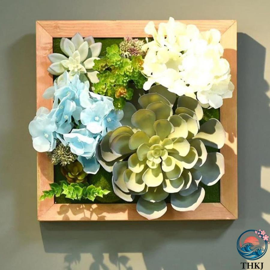人工観葉植物 多肉植物 装飾フレーム 北欧風 壁掛け 立体壁掛け緑化 フェイクグリーン THKJ フェイク植物 造花 屋外 オフィス インテリア インテリアグリーン_2