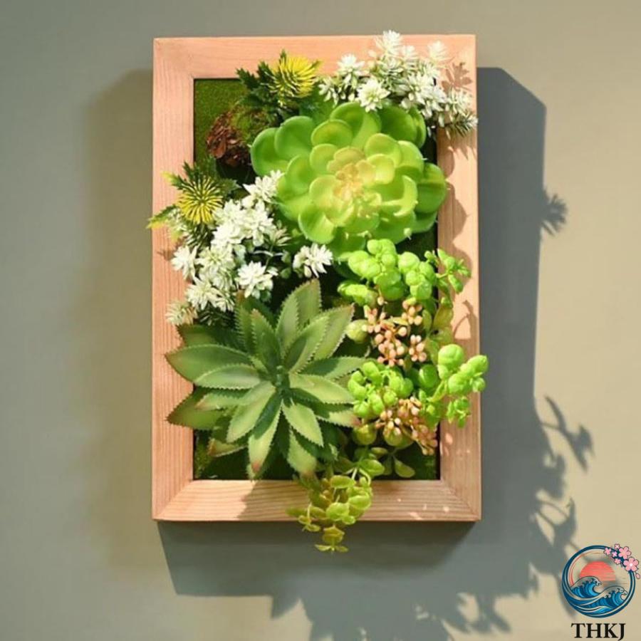人工観葉植物 多肉植物 装飾フレーム 北欧風 壁掛け 立体壁掛け緑化 フェイクグリーン THKJ フェイク植物 造花 屋外 オフィス インテリア インテリアグリーン_3