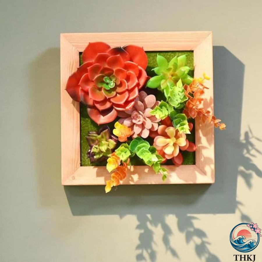 人工観葉植物 多肉植物 装飾フレーム 北欧風 壁掛け 立体壁掛け緑化 フェイクグリーン THKJ フェイク植物 造花 屋外 オフィス インテリア インテリアグリーン_5