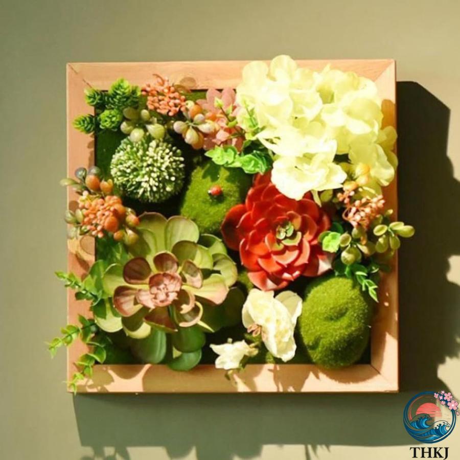 人工観葉植物 多肉植物 装飾フレーム 北欧風 壁掛け 立体壁掛け緑化 フェイクグリーン THKJ フェイク植物 造花 屋外 オフィス インテリア インテリアグリーン_6
