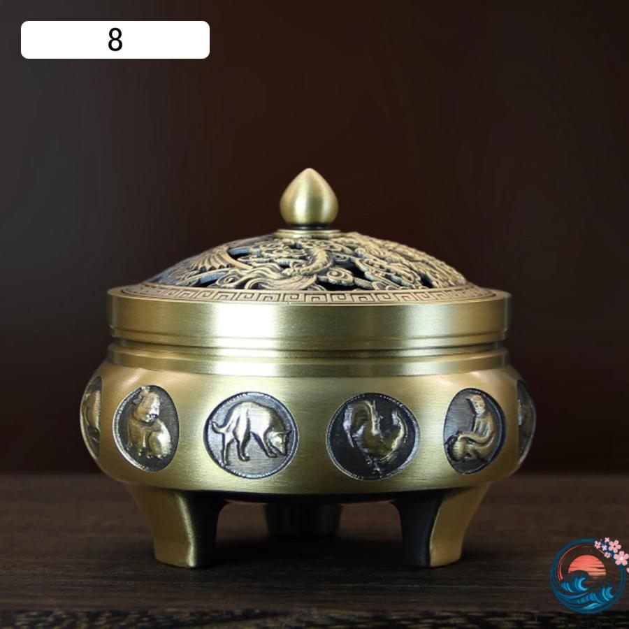 お香立て 香炉 三本足香炉 仏壇用香炉 蓋付き 聞香炉 線香立て 風水グッズ 銅製 THKJ 香皿 香具 香道 心を落ち着かせてくれる 癒しグッズ 装飾品 置物 浄化の画像