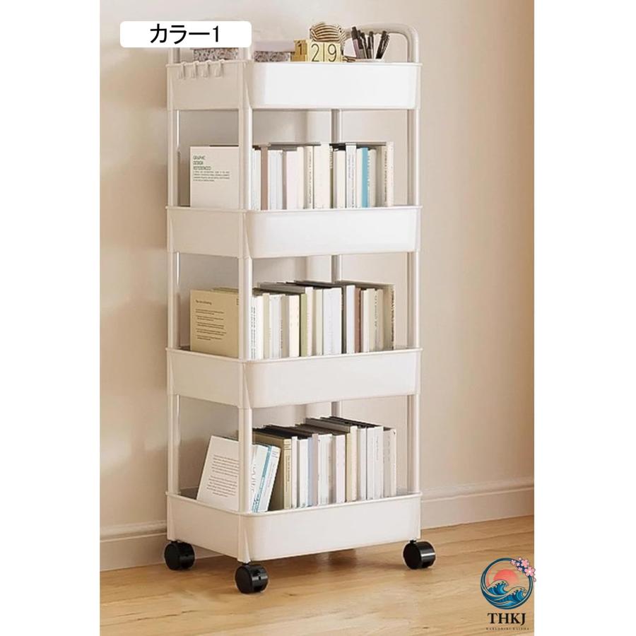 キッチンワゴン 隙間収納 ラック 移動式 デスク/机下ワゴン カート 収納棚 カラー6 THKJ キャスター付き ホワイト 耐荷重 おしゃれ 台所/バスルーム/洗濯室収の画像