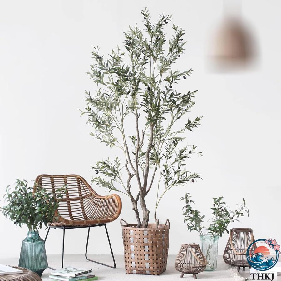 オリーブの木 大型 人工観葉植物 造花 人工植物 ガーデン カフェ 高さ150cm キッチン THKJ ベッドルーム フェイクグリーン 装飾り お祝い デコ用 モダン空間の画像