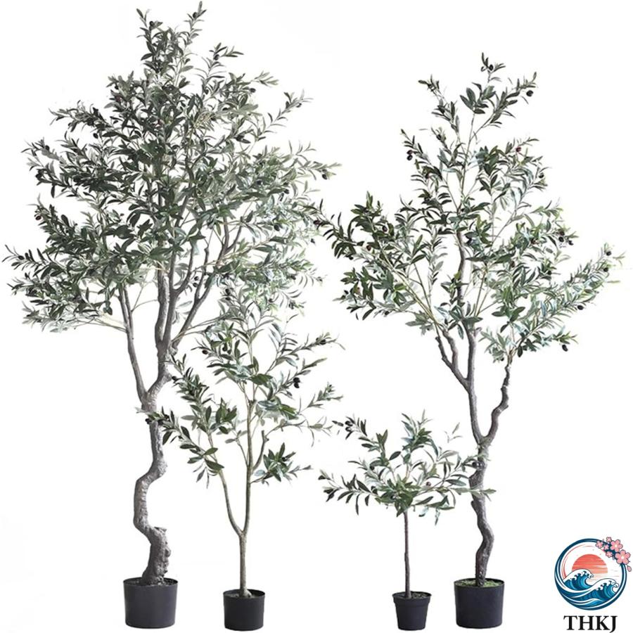 オリーブの木 大型 人工観葉植物 造花 人工植物 ガーデン カフェ 高さ150cm キッチン THKJ ベッドルーム フェイクグリーン 装飾り お祝い デコ用 モダン空間の画像