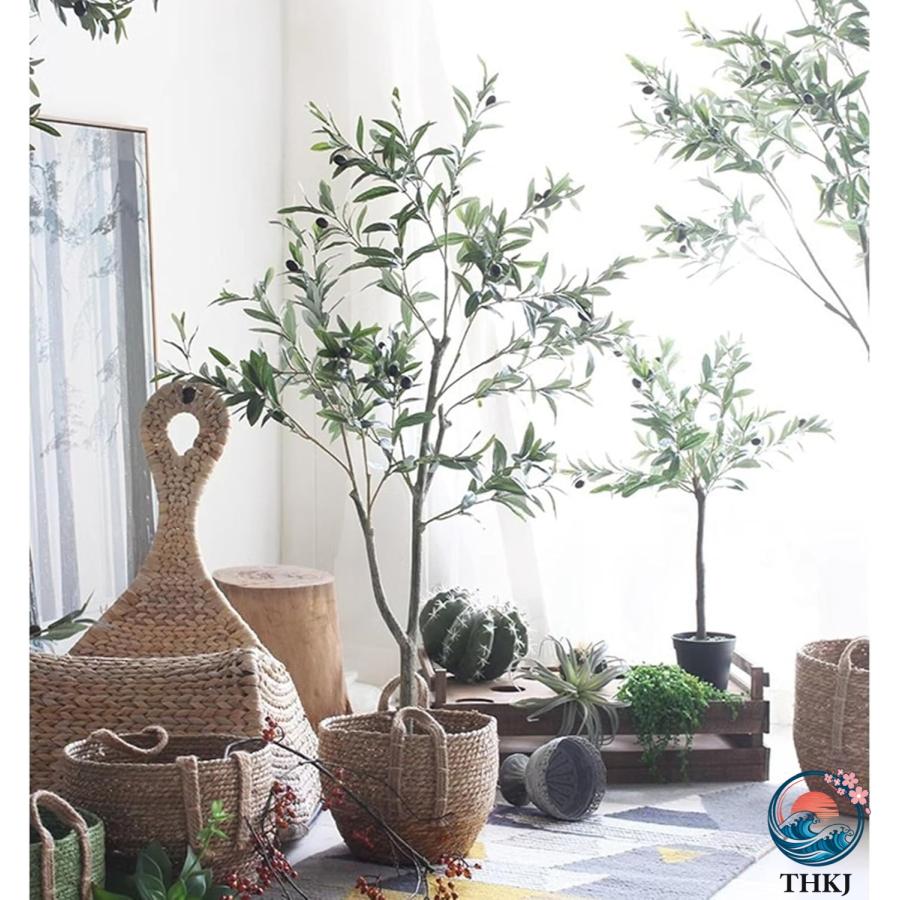 オリーブの木 大型 人工観葉植物 造花 人工植物 ガーデン カフェ 高さ150cm キッチン THKJ ベッドルーム フェイクグリーン 装飾り お祝い デコ用 モダン空間の画像