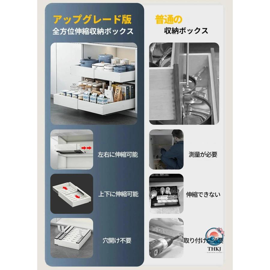 伸縮スライドボックス 全方位伸縮 四面可伸縮収納ラック シンク下収納