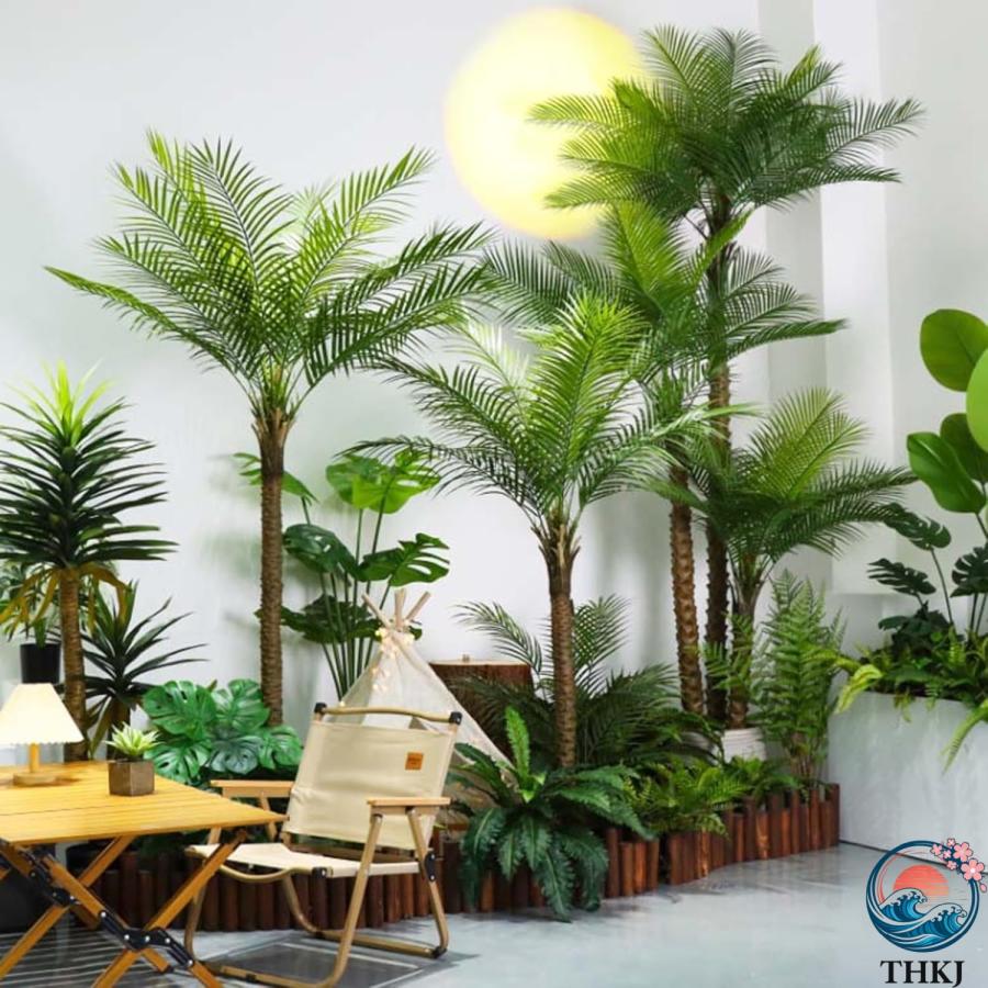 人工観葉植物 フェイクグリーン 椰子の木 観覧植物 造花 ガーデン カフェ キッチン THKJ ベッドルーム 大型 グリーナリーライフ プレゼント 引っ越し祝いの画像
