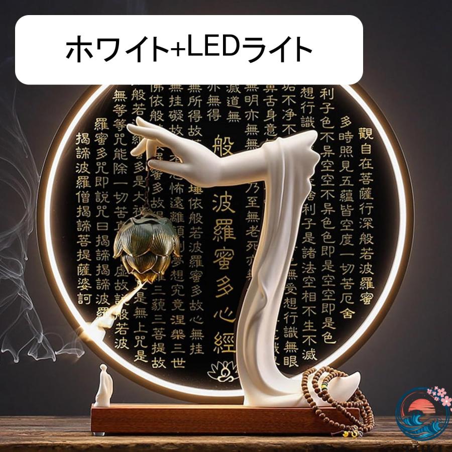 仏手蓮心 倒流香炉 陶器 癒しグッズ 禅 オーナメント オシャレ アロマストーブ THKJ 聞香炉 リラクゼーション 台座付き LEDライト 逆流香炉 香炉 香道用の画像