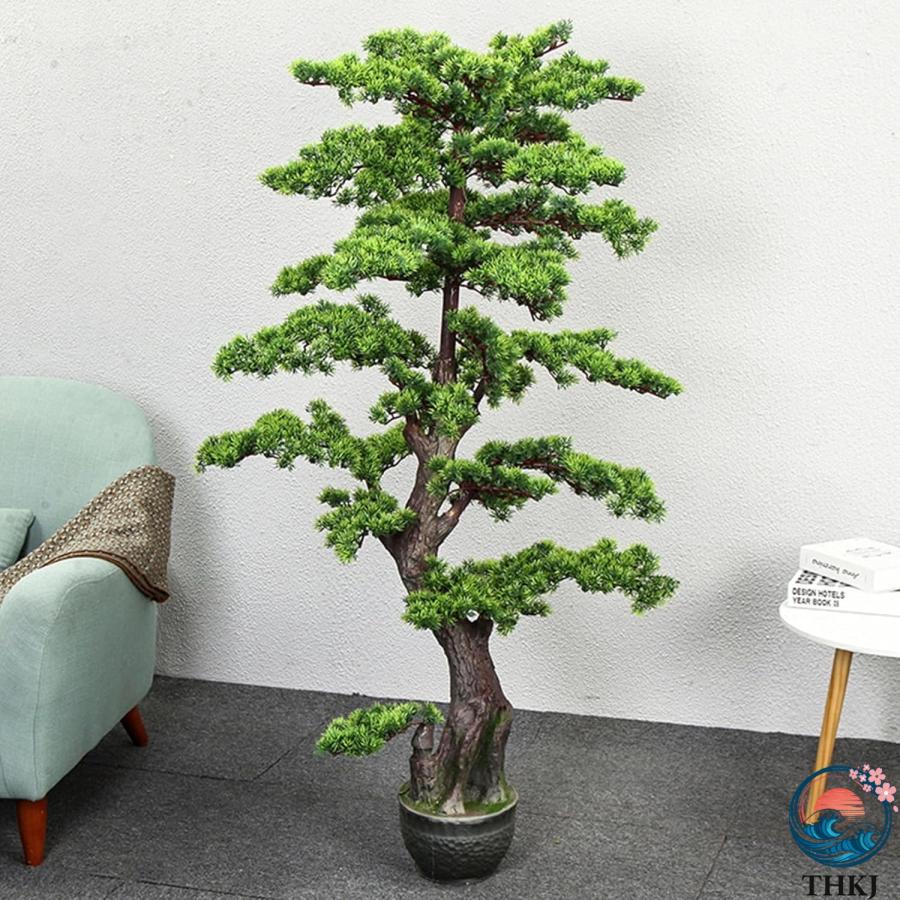 人工観葉植物 ウェルカムパイン 大型 ホテル フェイクグリーン 観葉植物 造花 THKJ 屋内 エントランス 玄関 ホーム モダン空間に最適 御祝い 開店祝い 母の日の画像