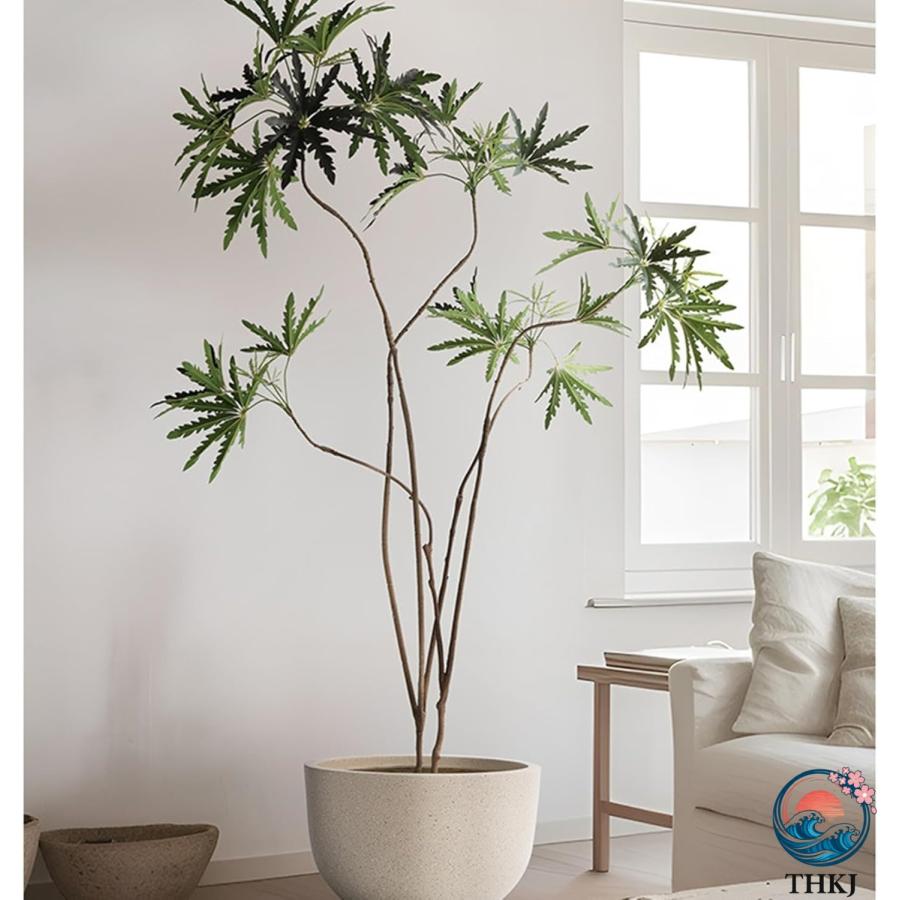 人工観葉植物 侘寂風 クジャクノキ 大型 造花 人工観葉樹 ガーデン カフェ キッチン THKJ ベッドルーム フェイクグリーン プレゼント 引っ越し祝い グリーナの画像