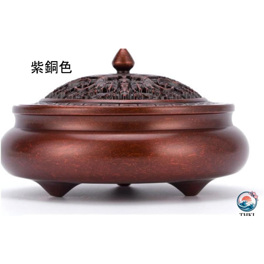 三脚の香炉 お香立て 香炉 銅製 仏壇用香炉 室内香炉 蓋付き インテリア リラックス THKJ 丸香炉 香皿 線香立て 灰がこぼれない 心を落ち着かせてくれるの画像