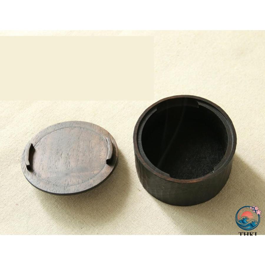 お香立て 香炉 線香立て 置物 円形香炉 茶道具 香炉皿 丸香炉 仏壇用香炉 ケース THKJ 木製 丸型 リラクゼーション 蓋付き 癒しグッズ 心を落ち着かせてくれの画像