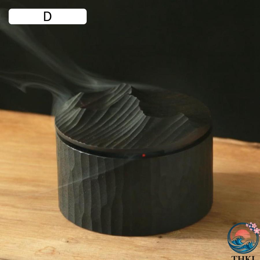 お香立て 香炉 線香立て 置物 円形香炉 茶道具 香炉皿 丸香炉 仏壇用香炉 ケース THKJ 木製 丸型 リラクゼーション 蓋付き 癒しグッズ 心を落ち着かせてくれの画像